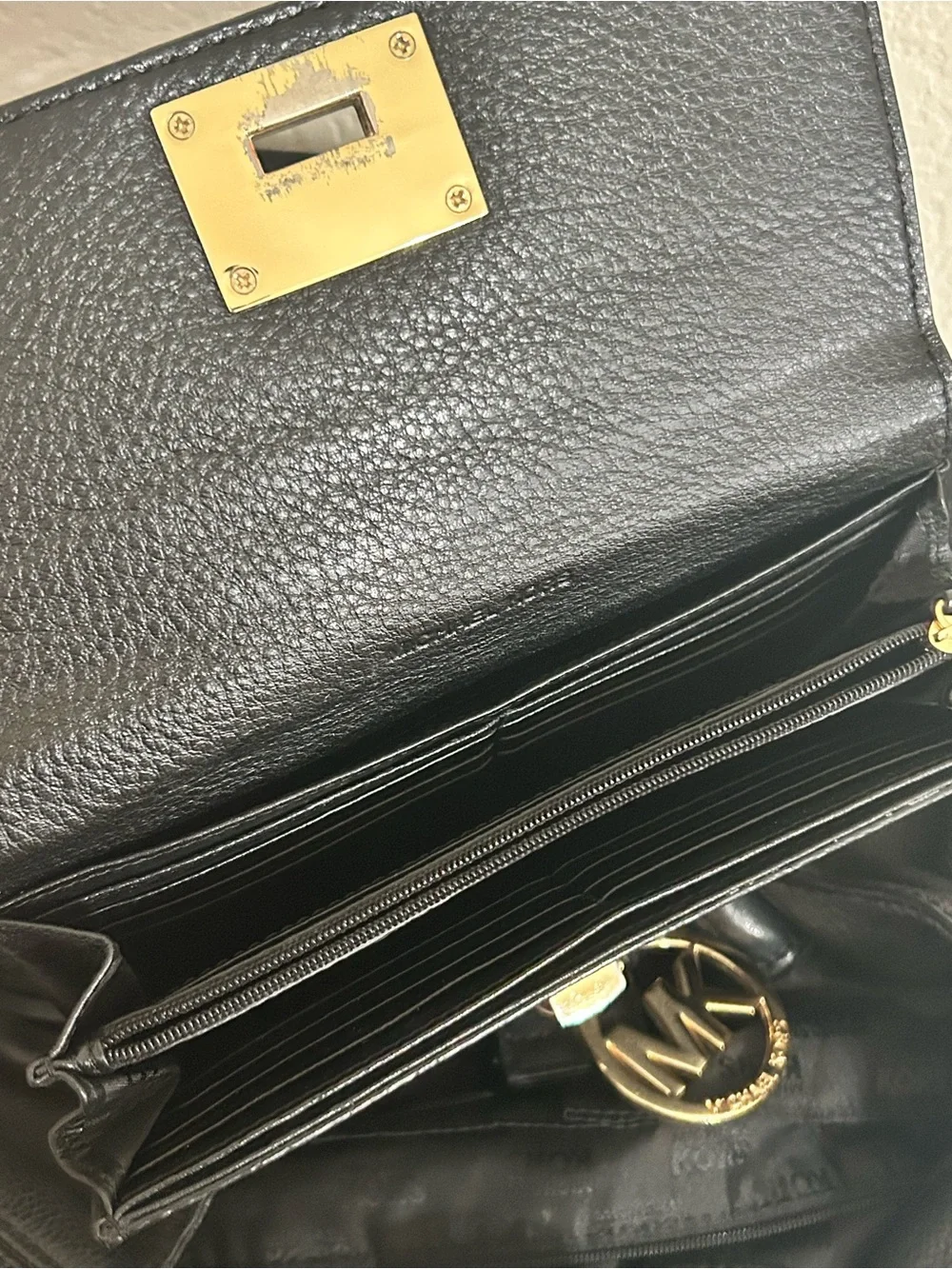 Michael Kors Black Leather Hobo Bag and Michael Kors Black Lock Wallet Bundle